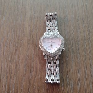 Betsey Johnson heart watch with rhinestones